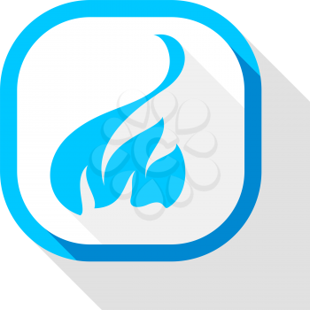 Fire flame, colored icon with shadow on a rounded square button