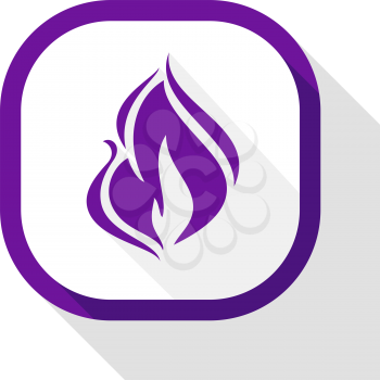 Fire flame, colored icon with shadow on a rounded square button