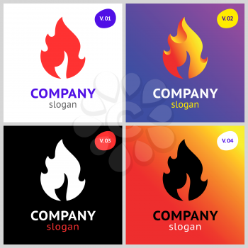 fire flames, new colored set on gradient background