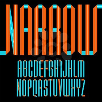 Modern alphabet folded of paper tape. Narrow font