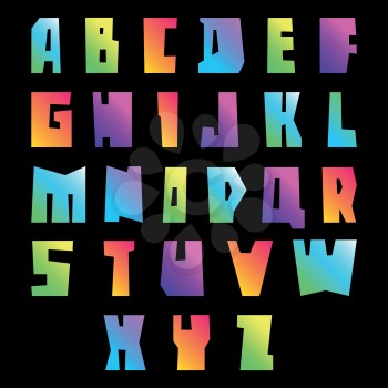 New font cut vibrant letters, uppercase