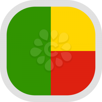 Flag of Benin. Rounded square icon on white background, vector illustration.