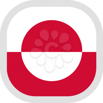 Flag of Greenland. Rounded square icon on white background, vector illustration.