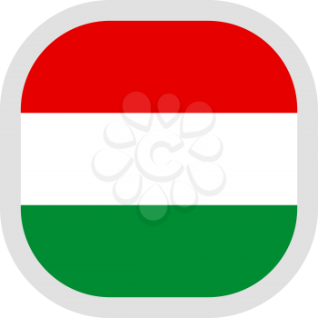Flag of Hungary. Rounded square icon on white background, vector illustration.