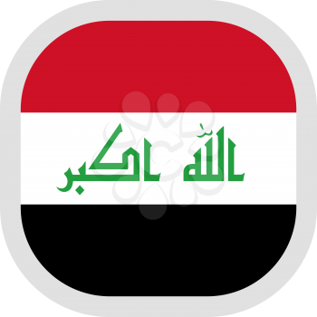 Flag of Iraq. Rounded square icon on white background, vector illustration.