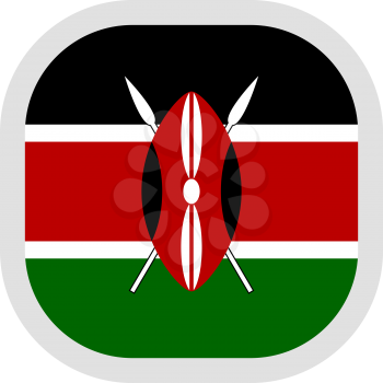 Flag of Kenya. Rounded square icon on white background, vector illustration.