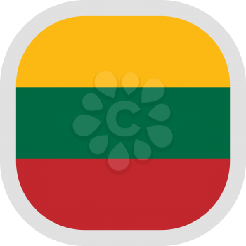 Flag of Lithuania. Rounded square icon on white background, vector illustration.