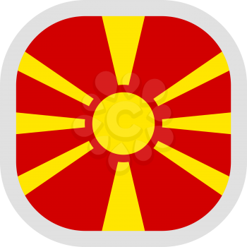 Flag of Macedonia. Rounded square icon on white background, vector illustration.