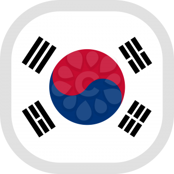 Flag of Republic of Korea. Rounded square icon on white background, vector illustration.