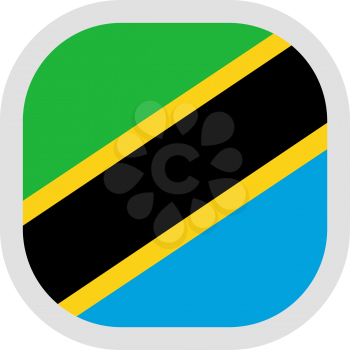 Flag of United Republic of Tanzania. Rounded square icon on white background, vector illustration.