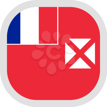 Flag of Wallis and Futuna Islands Rounded square icon on white background, vector illustration.