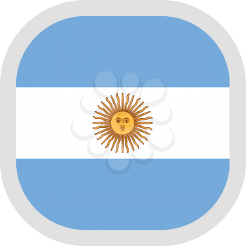 Flag of Argentina. Rounded square icon on white background, vector illustration.