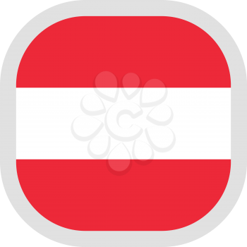 Flag of Austria. Rounded square icon on white background, vector illustration.