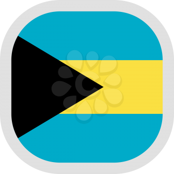 Flag of Bahamas. Rounded square icon on white background, vector illustration.
