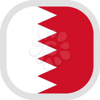 Flag of Kingdom of Bahrain. Rounded square icon on white background, vector illustration.