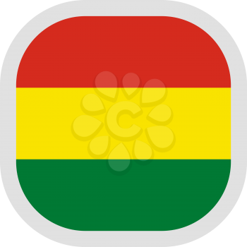 Flag of Plurinational State of Bolivia. Rounded square icon on white background, vector illustration.