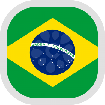 Flag of Federative Republic of Brazil. Rounded square icon on white background, vector illustration.