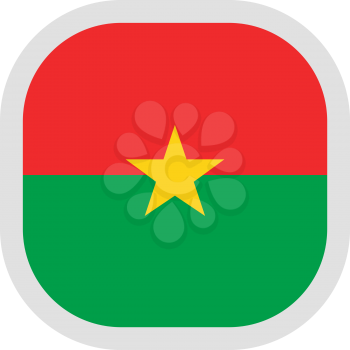 Flag of Burkina Faso. Rounded square icon on white background, vector illustration.