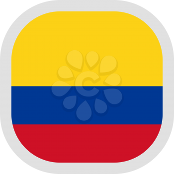 Flag of Colombia. Rounded square icon on white background, vector illustration.
