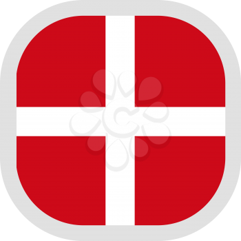 Flag of Denmark. Rounded square icon on white background, vector illustration.