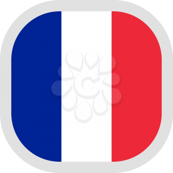 Flag of France. Rounded square icon on white background, vector illustration.