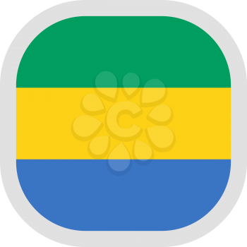 Flag of Gabonese Republic. Rounded square icon on white background, vector illustration.