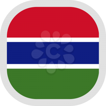 Flag of Republic of the Gambia. Rounded square icon on white background, vector illustration.