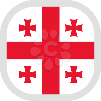 Flag of Georgia. Rounded square icon on white background, vector illustration.