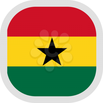 Flag of Ghana. Rounded square icon on white background, vector illustration.
