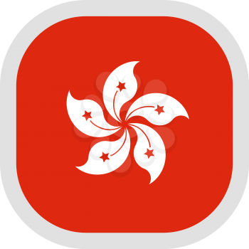 Flag of Hong Kong. Rounded square icon on white background, vector illustration.