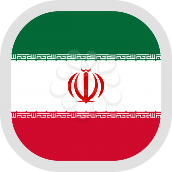 Flag of Iran. Rounded square icon on white background, vector illustration.
