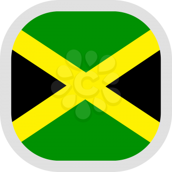 Flag of Jamaica. Rounded square icon on white background, vector illustration.