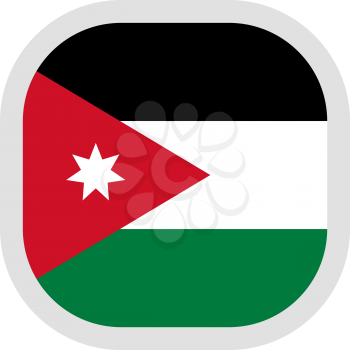 Flag of Jordan. Rounded square icon on white background, vector illustration.