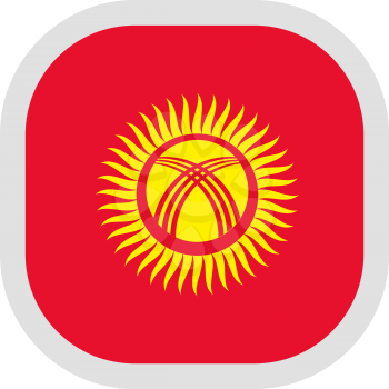 Flag of Kyrgyz Republic. Rounded square icon on white background, vector illustration.