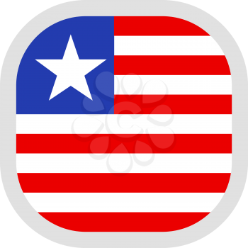 Flag of Republic of Liberia. Rounded square icon on white background, vector illustration.