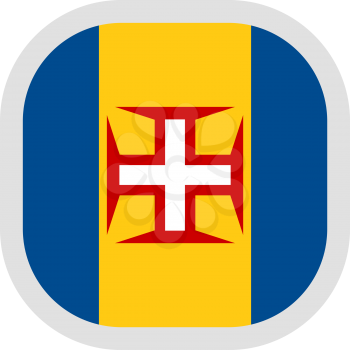 Flag of Autonomous Region of Madeira. Rounded square icon on white background, vector illustration.