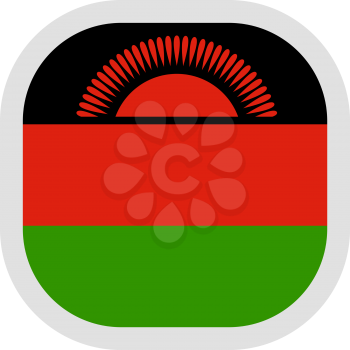 Flag of Malawi. Rounded square icon on white background, vector illustration.