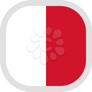 Flag of Republic of Malta. Rounded square icon on white background, vector illustration.