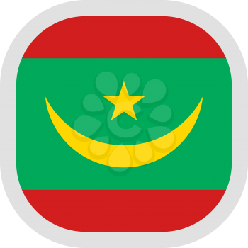 Flag of Mauritania after august 11, 2017. Rounded square icon on white background, vector illustration.