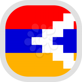 Flag of Nagorno Karabakh Republic. Rounded square icon on white background, vector illustration.