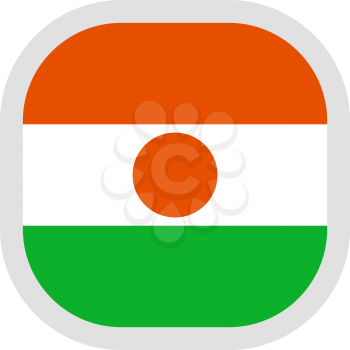 Flag of Republic of the Niger. Rounded square icon on white background, vector illustration.