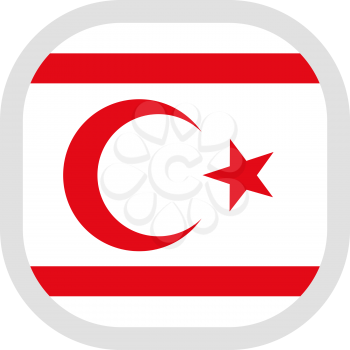 Flag of Turkish Republic of Northern Cyprus. Rounded square icon on white background, vector illustration.