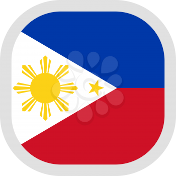 Flag of Philippines. Rounded square icon on white background, vector illustration.