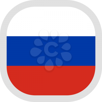 Flag of Russian Federation. Rounded square icon on white background, vector illustration.