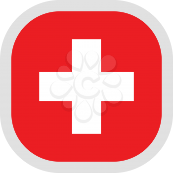 Flag of Switzerland. Rounded square icon on white background, vector illustration.