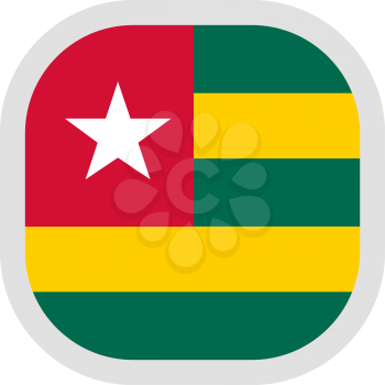 Flag of Togo. Rounded square icon on white background, vector illustration.
