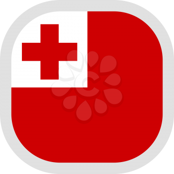 Flag of Kingdom of Tonga. Rounded square icon on white background, vector illustration.