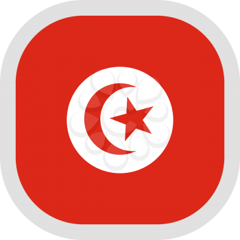 Flag of Republic of Tunisia. Rounded square icon on white background, vector illustration.