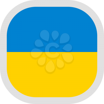 Flag of Ukraine. Rounded square icon on white background, vector illustration.