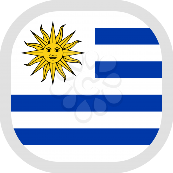 Flag of Uruguay. Rounded square icon on white background, vector illustration.